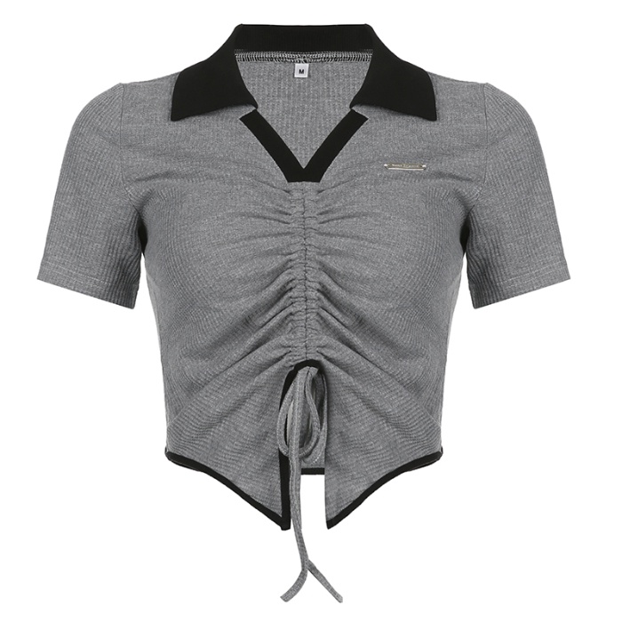 Áo Thun Polo Tay Ngắn Chất Liệu Cotton Phong Cách Hàn Quốc Thời Trang Cho Nữ