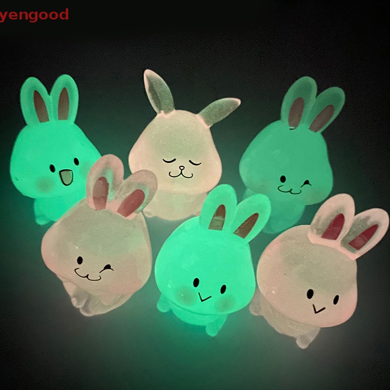 Set 2 Mô Hình Thỏ Mini Bằng Nhựa Phát Quang Trang Trí Sân Vườn