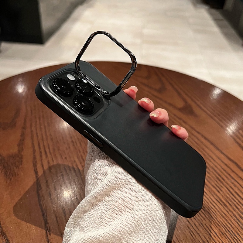 Ốp Điện Thoại Cứng Nhám Mờ Chống Sốc / Rơi Vỡ / Dấu Vân Tay + Giá Đỡ Vô Hình Cho iPhone 14 13 12 11 Pro Max 14 Plus