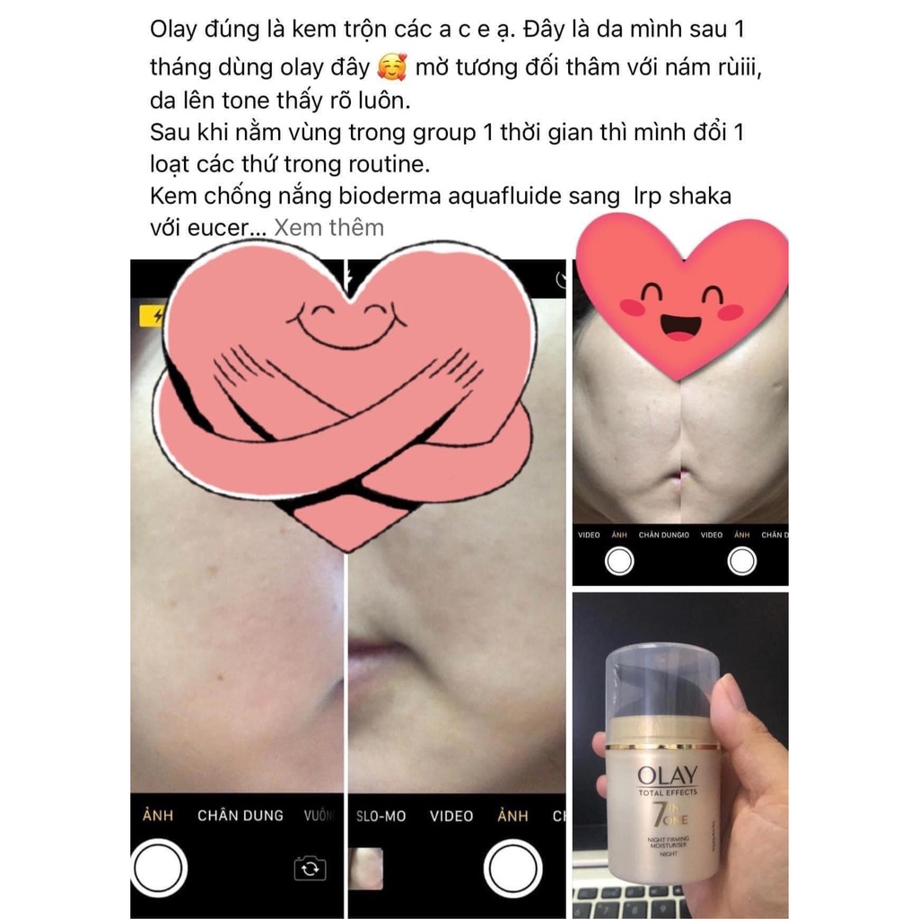 Kem dưỡng Olay Total Effects 7in1 UK 50ml trắng da chống lão hóa - Ngày | đêm | không hương liệu