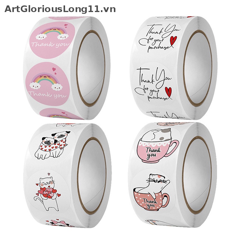 Cuộn 500 Miếng Dán Trang Trí Sổ Tay In Chữ Thank You for Your Purchase