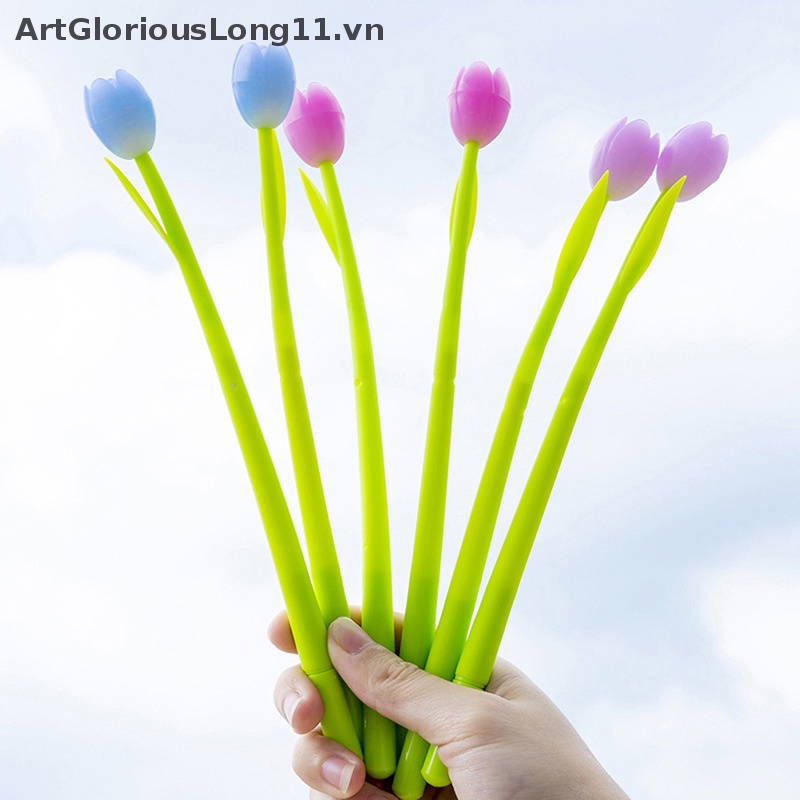 1 Cây Bút Mực Gel Bằng Silicone Hình Hoa Tulip Thay Đổi Màu Sắc