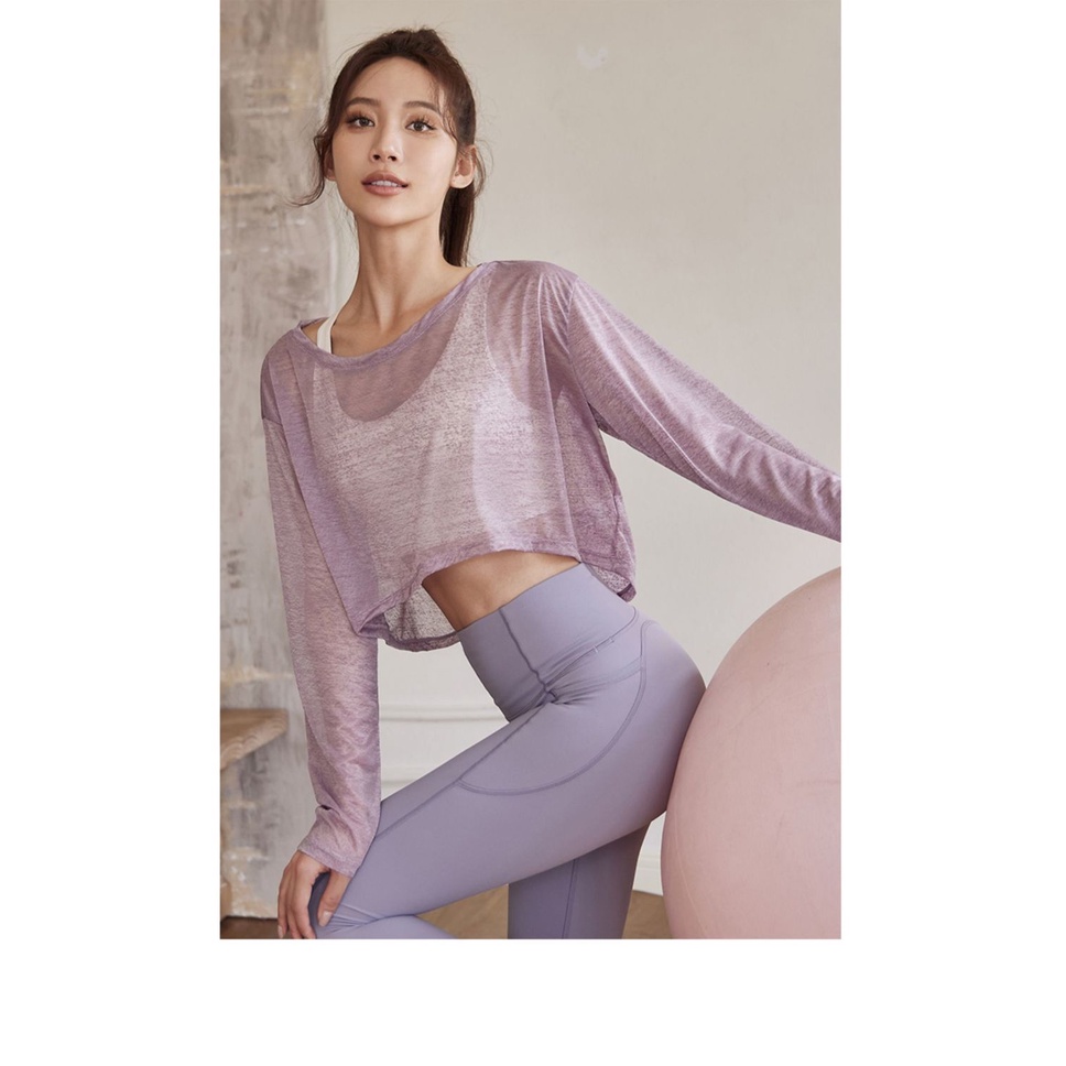 Áo Thun Thể Thao Tay Dài Dáng Ngắn Rộng Thoáng Khí Thời Trang Cho Nữ