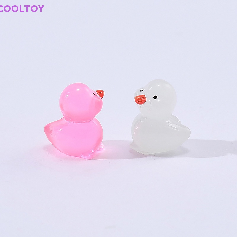 Set 1 / 10 Chú Vịt Dạ Quang Mini Bằng Nhựa Resin Trang Trí Sân Vườn / Nhà Búp Bê DIY