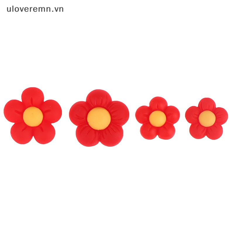 Set 10 Tượng Nhựa Resin Hình Hoa Đỏ Mini Tự Trang Trí Sổ Tay
