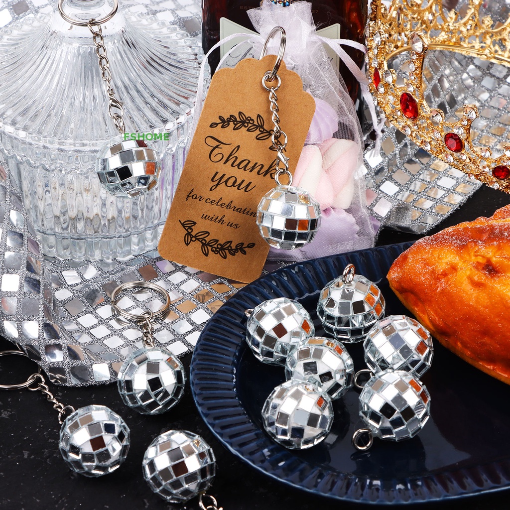 Fshome Set 150 Móc Khóa Dạng Bóng Disco Mini Với Thẻ Chữ Thank You Và Túi Organza Phong Cách Thập Niên 80s