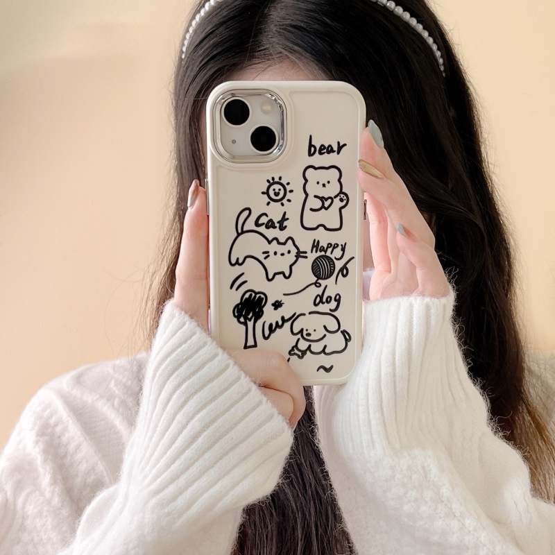 Ốp Điện Thoại Silicon Mềm Chống Sốc Hình Động Vật Vẽ Nguệch Ngoạc Dễ Thương Cho iPhone 14 13 12 11 Pro Max Plus XS XR X