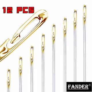 Bộ 12 kim may vá mới không cần xỏ chỉ có dây móc trong đuôi mở bằng thép không gỉ diy dành cho người lớn tuổi darning