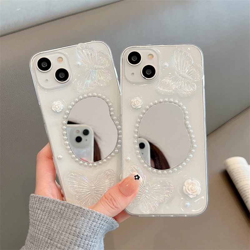 Ốp Điện Thoại Mềm Trong Suốt Chống Sốc Họa Tiết Bướm Và Hoa Hồng Dành Cho iPhone 14 13 12 11 Pro Max 14 Plus