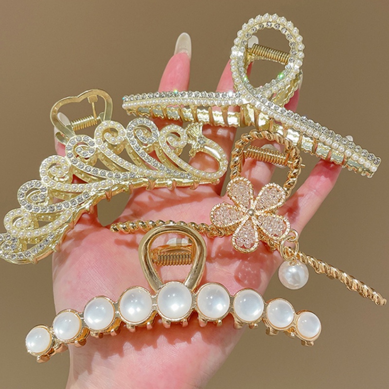 Kẹp Tóc Hình Cá Mập Đính Đá Nhân Tạo Phong Cách Hàn Quốc Đơn Giản Dành Cho Nữ