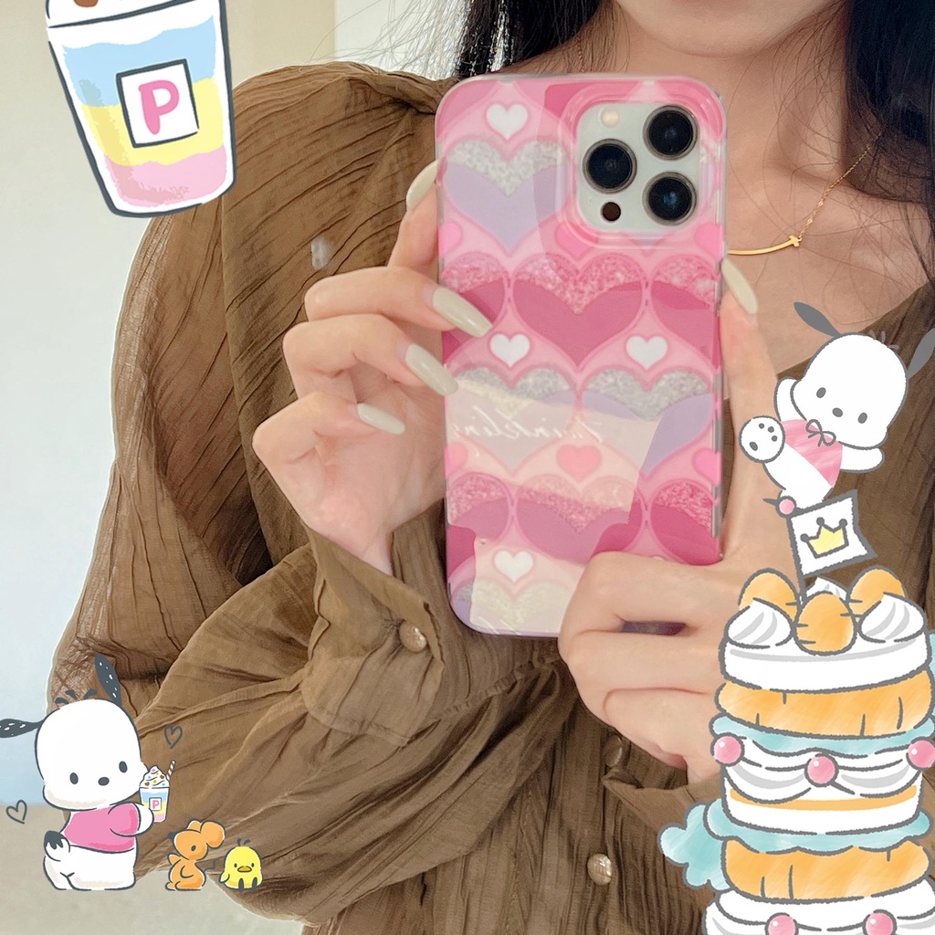 Ốp Điện Thoại TPU Mềm Trong Suốt Chống Sốc Phối Kim Tuyến Hình Trái Tim Cho iPhone 14 13 12 11 Pro Max