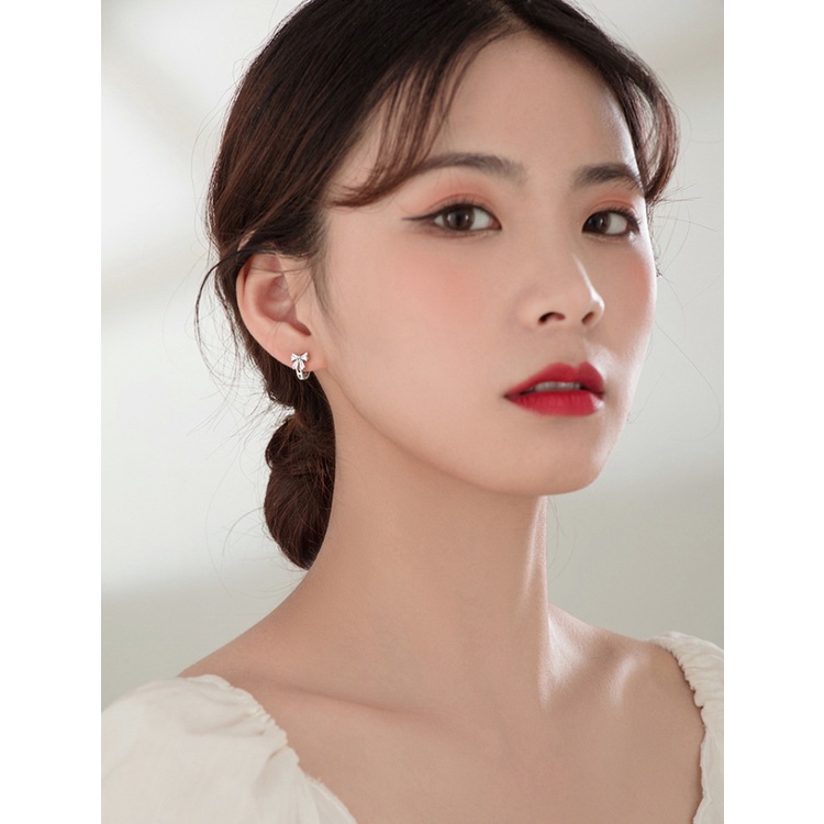 Bông Tai Mạ Bạc 925 Hình Nơ Đơn Giản Phong Cách retro
