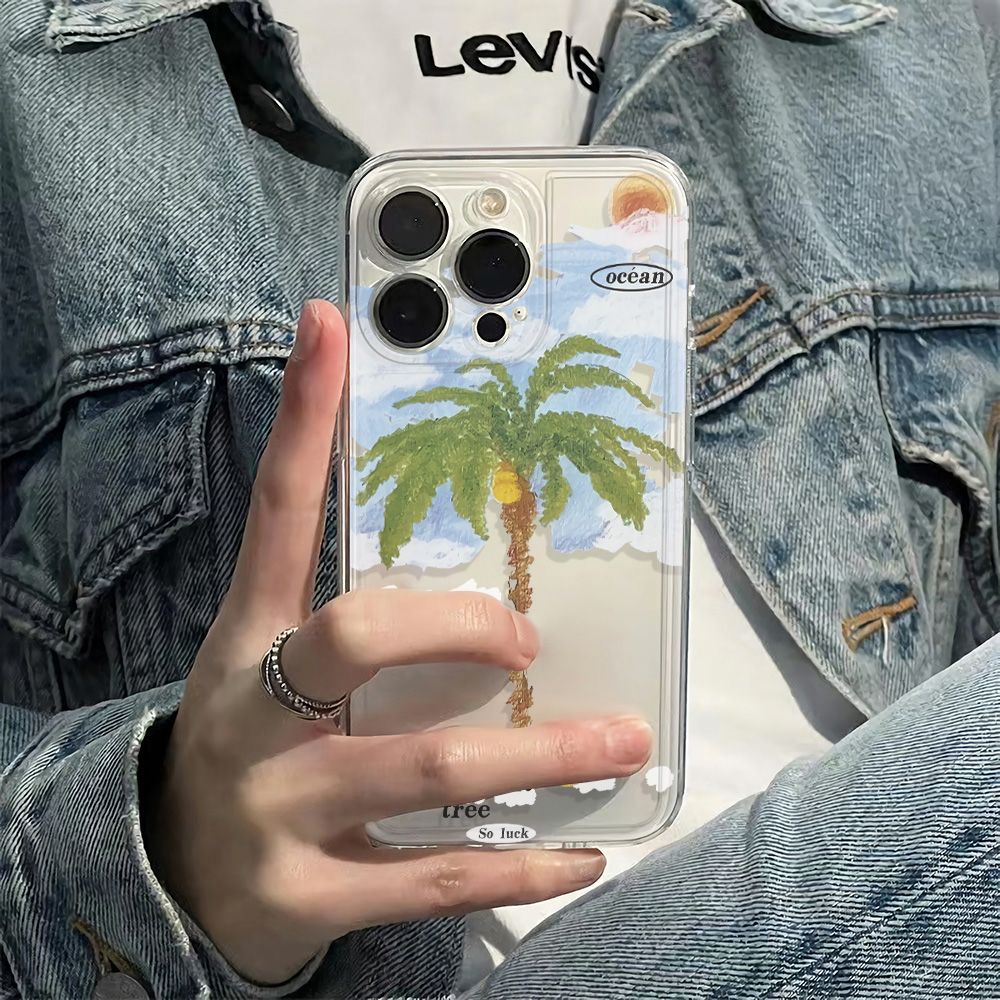 ✅Ốp Điện Thoại Mềm Chống Sốc Họa Tiết Cây Dừa Đơn Giản Cho Iphone 1113 14pro maxplus 1278 6In