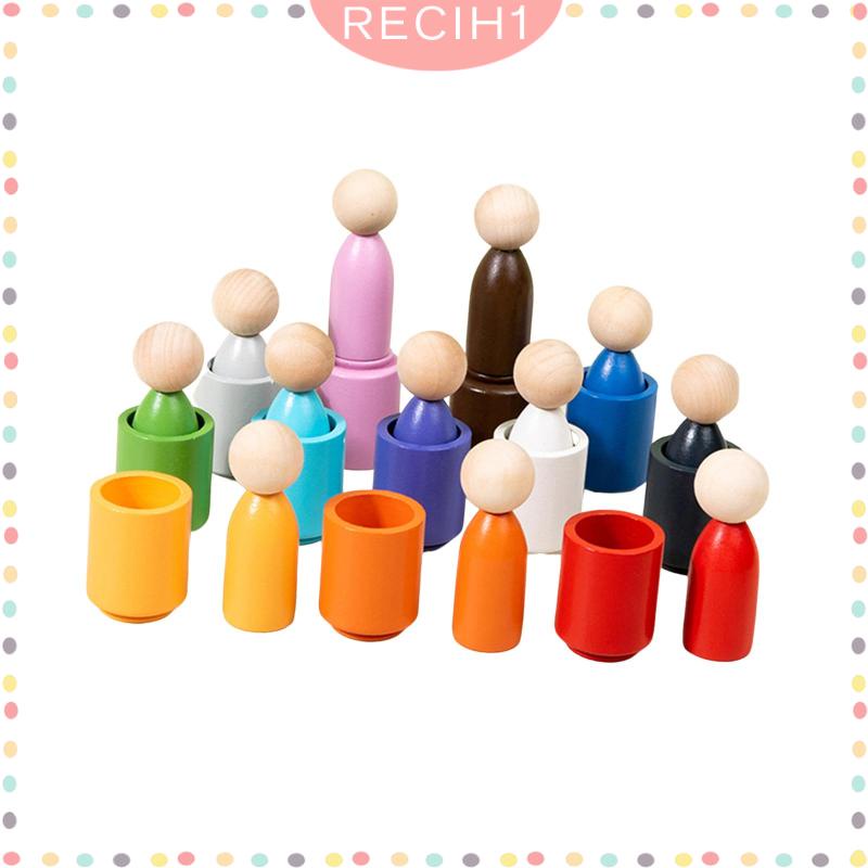 [Recih] Đồ Chơi Búp Bê Phân Loại Bằng Gỗ Theo Phương Pháp Montessori Phù Hợp Với Bé Gái