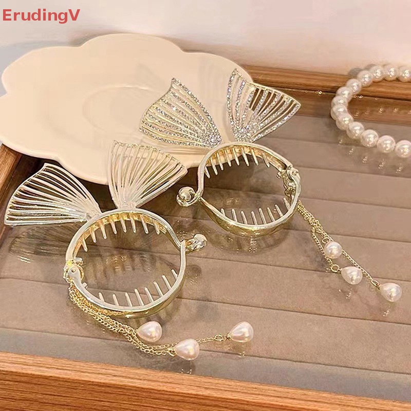 Kẹp Tóc Càng Cua Đính Đá Ngọc Trai / Nơ Tua Rua Xinh Xắn Cho Nữ