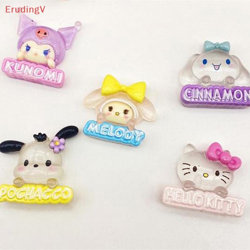Bộ 2 Phụ Kiện Trang Trí Hình Cinnamoroll / Hello Kitty / Kuromi Bằng Nhựa Phát Quang Độc Đáo DIY