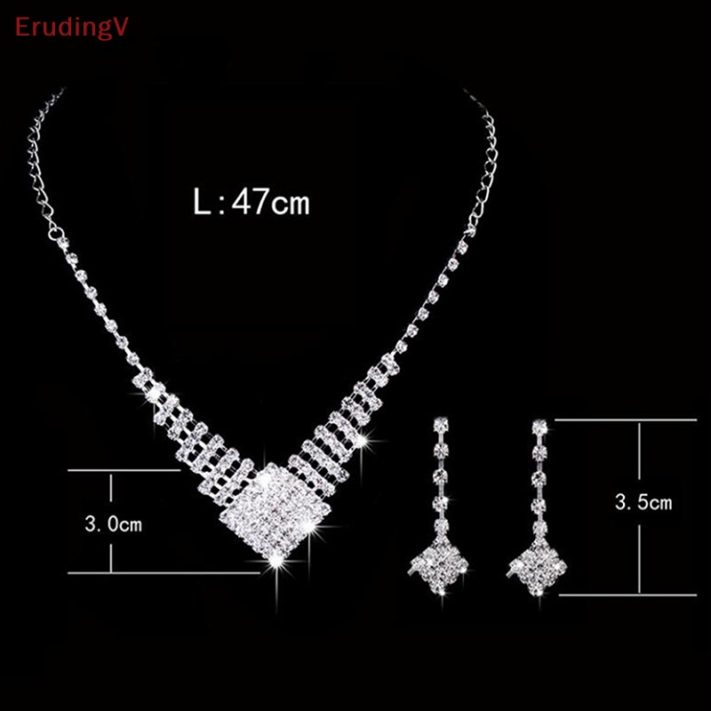 Bộ Vòng cổ + Bông Tai Mạ Bạc Đính Đá Pha Lê Thời Trang Cho Nữ