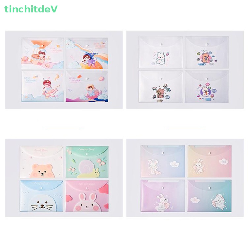 Túi Đựng Tài Liệu Khổ A4 Bằng PVC Trong Suốt Chống Thấm Nước Họa Tiết Hoạt Hình Dễ Thương