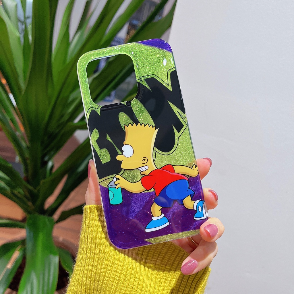 Ốp Điện Thoại TPU Mềm Trong Suốt Hai Mặt Họa Tiết Simpson Cho iPhone 12 13 14 Pro Max