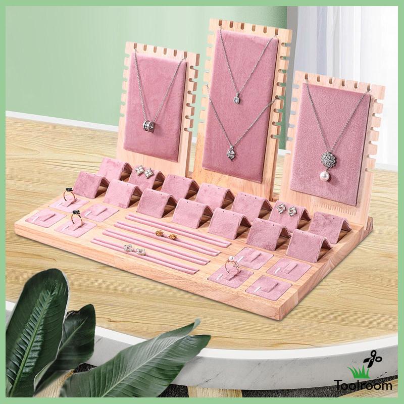Khay Đựng Trang Sức Bằng Gỗ Màu Hồng Kích Thước 15.3x9.2x9inch