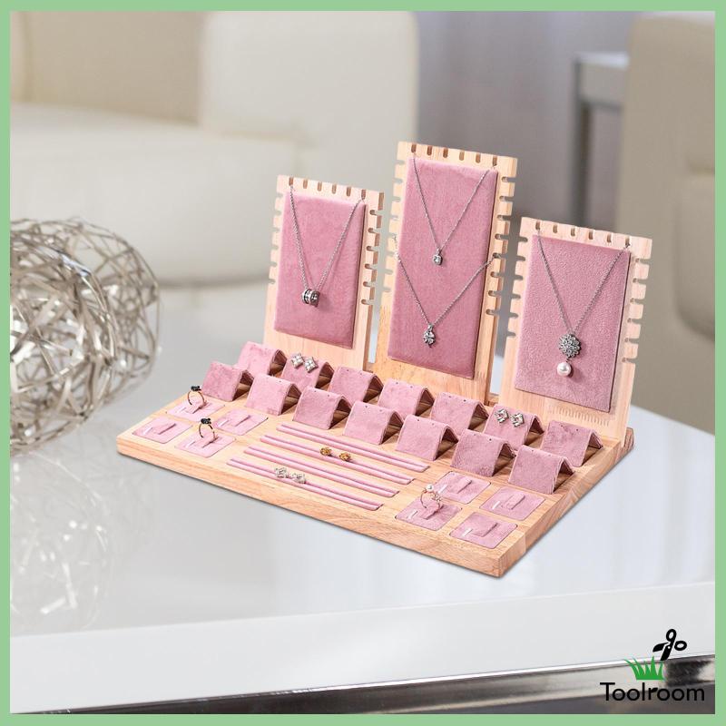 Khay Đựng Trang Sức Bằng Gỗ Màu Hồng Kích Thước 15.3x9.2x9inch