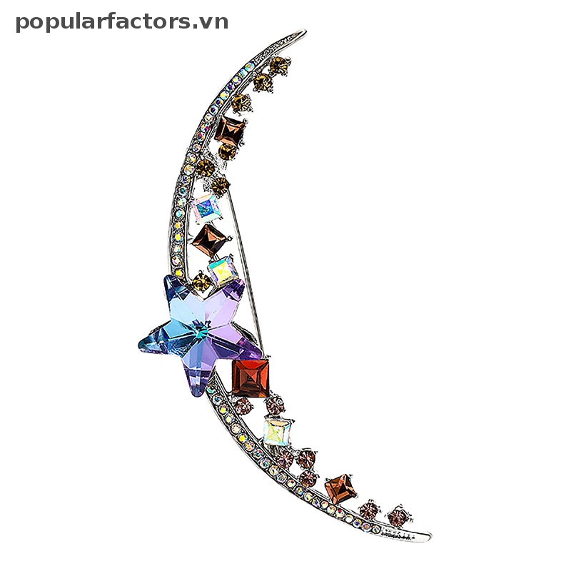 [Phổ Biến] Ghim Cài Áo Sweater / Khăn Choàng Lụa Cỡ Lớn Đính Đá Mặt Trăng Thanh Lịch [VN]