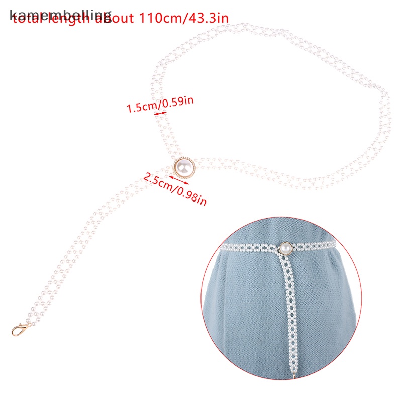 Thắt Lưng Dây Xích Dài Đính Ngọc Trai Thanh Lịch Hợp Thời Trang Cho Nữ