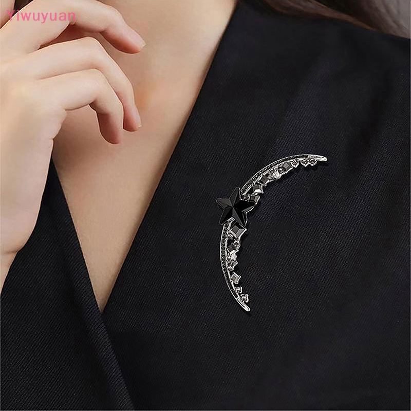< Yiwuyuan > Ghim Cài Áo Khoác Khăn Choàng Lụa Đính Đá Mặt Trăng Thanh Lịch Cá Tính