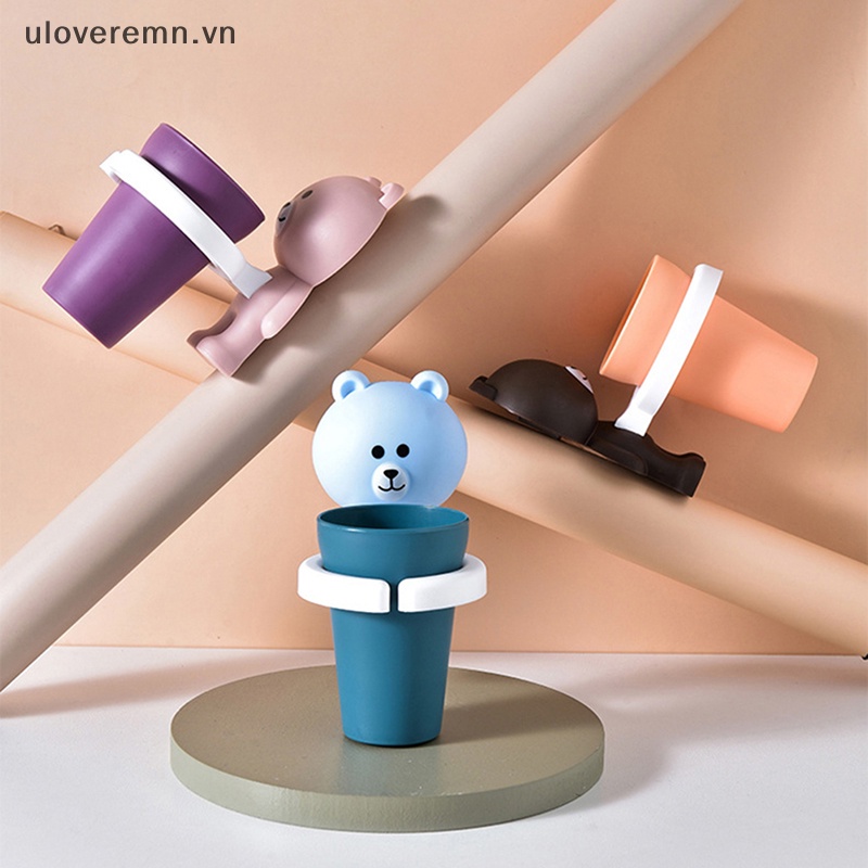 1 Cốc Đánh Răng Treo Tường Hình Gấu Hoạt Hình Đáng Yêu Dành Cho Trẻ