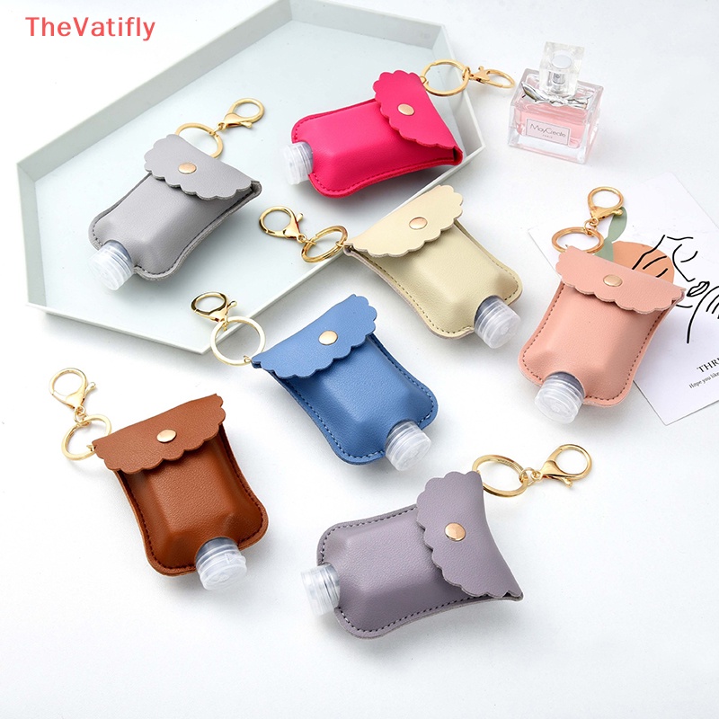 [Thevalifly] Chai Đựng Nước Rửa Tay Khử Trùng Bằng Da Có Móc Khóa Có Thể Nạp Lại