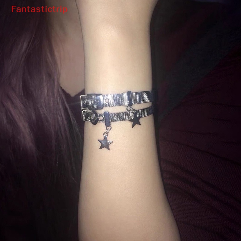 [Fantastictrip] Vòng Đeo Tay Y2k Dễ Thương Phong Cách Punk Cổ Điển Có Thể Điều Chỉnh Phối Mặt Dây Hình Ngôi Sao