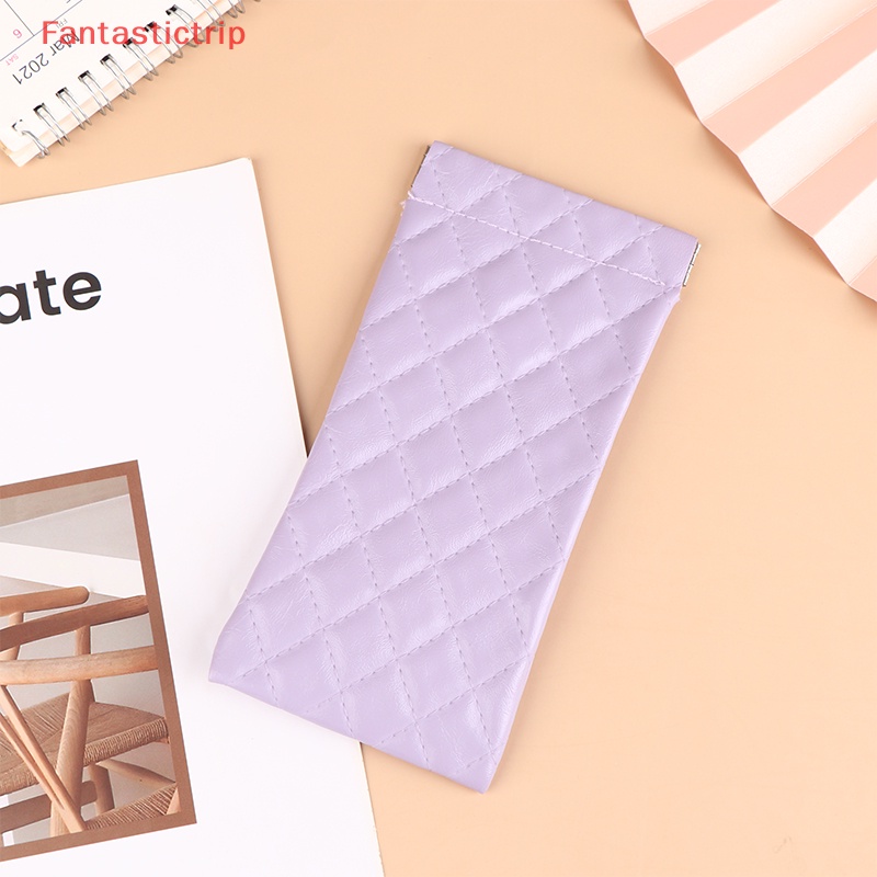 [Fantastictrip] Túi Đựng Mắt Kính Bằng Da PVC Mềm Chống Thấm Nước Có Kẹp Lò Xo Đựng Tiền Xu al Mới