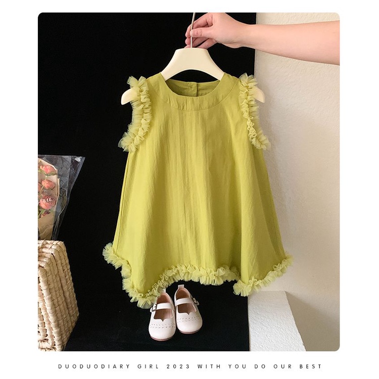 Đầm Baggy Mùa Hè 2023 Sát Nách Phong Cách Mori Thời Trang Hàn Quốc Cho Bé Gái