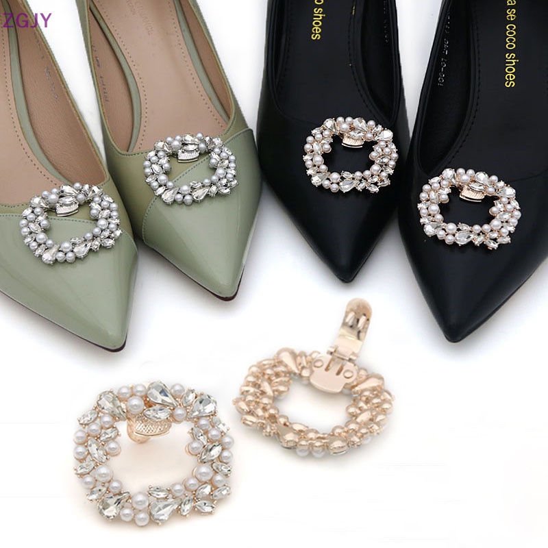 Kẹp Khóa Vuông Đính Đá Lấp Lánh Trang Trí Giày Cao Gót Cho Cô Dâu Mới