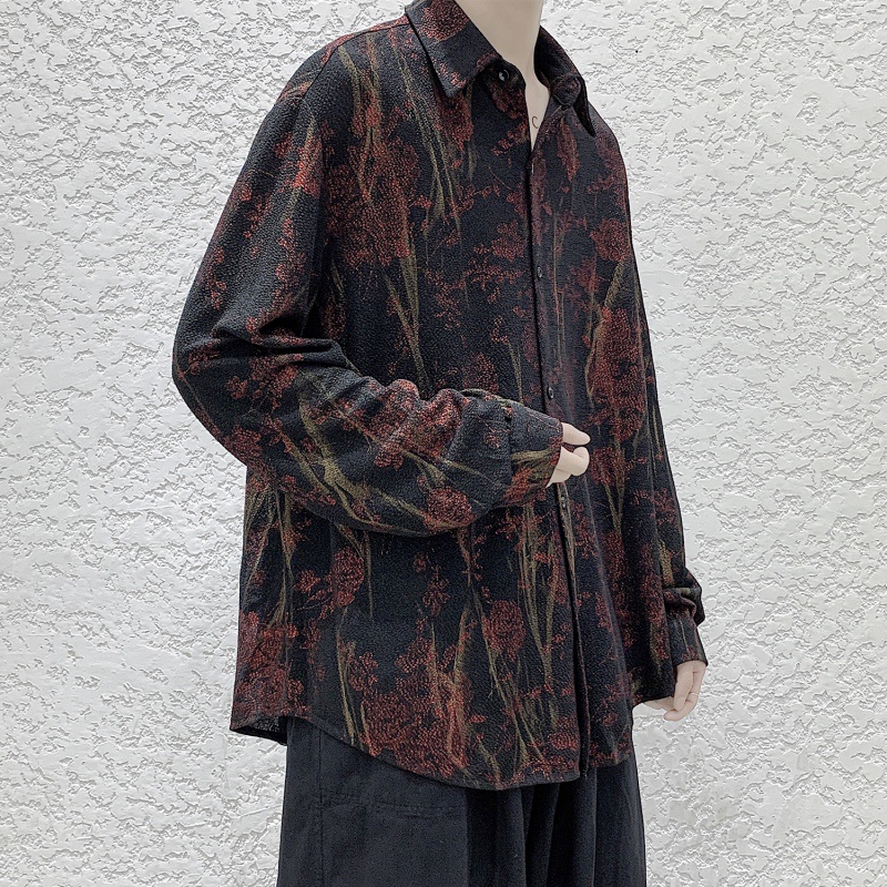 Áo Sơ Mi Nam In Họa Tiết Phong Cách Đường Phố Hong Kong Cổ Điển