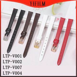 Yifilm dây đeo bằng da màu đen 14mm cho đồng hồ casio ltp-v001 ltp-v002 ltp-v007 ltp-v004