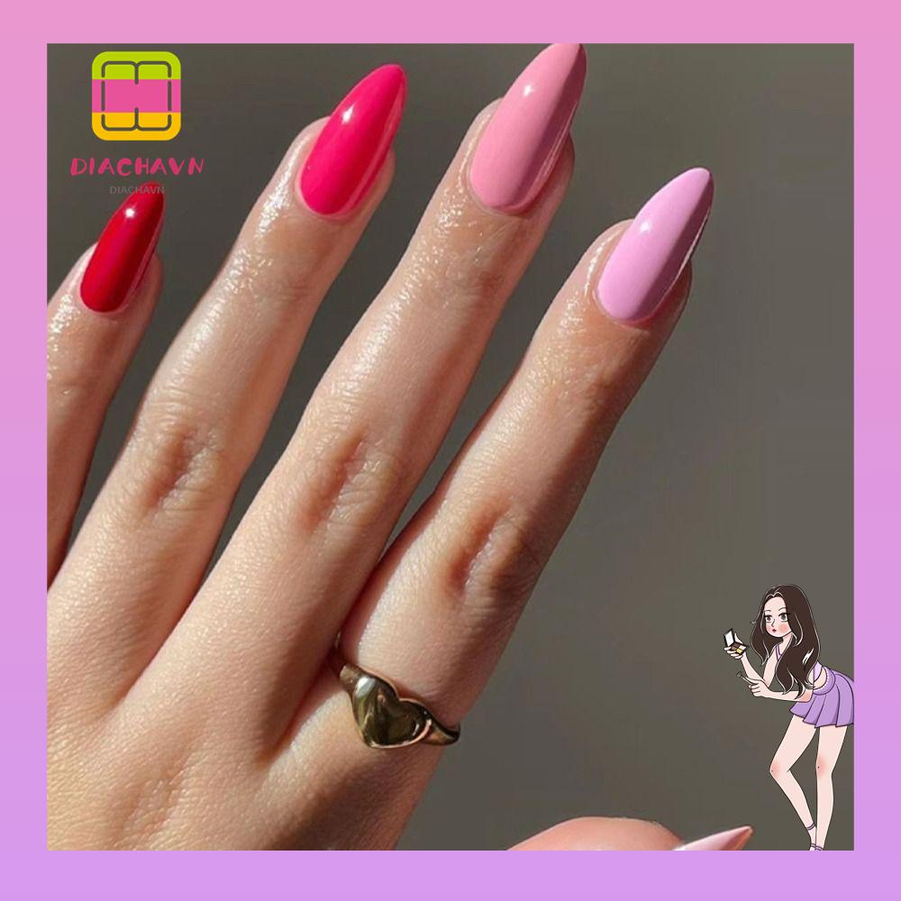 Bộ 24 Móng Tay Giả Tự Làm Họa Tiết Hoa / Trăng / Sao Xinh Xắn