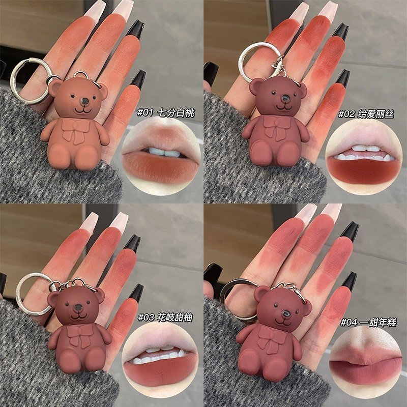 Son Môi MAGIC CASA Bền Màu Thiết Kế Móc Khóa Hình Gấu Nâu Xinh Xắn