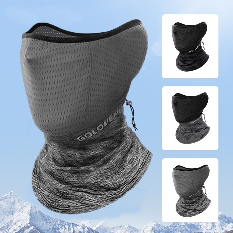[Đặc trưng] Khẩu Trang Chống Nắng Bằng Lụa Lạnh Bảo Vệ Cổ Che Phủ Tai Khi Đi Xe Máy / Đạp Thể Thao Ngoài Trời