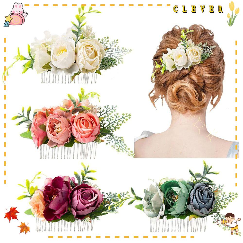 Lược Cài Tóc Hình Hoa Thanh Lịch Cho Cô Dâu|Phụ Kiện Trang Trí Tóc Xinh Xắn Chất Lượng