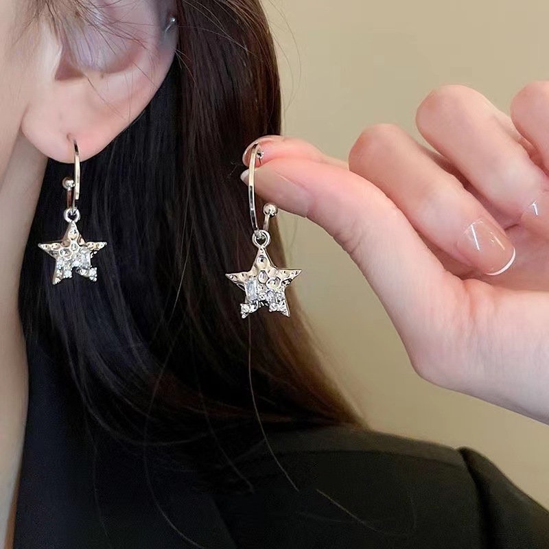 Bông Tai Dáng Dài Hình Ngôi Sao Đính Đá Thời Trang Cho Nữ