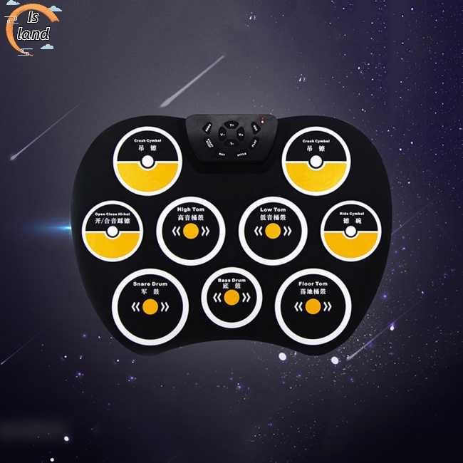 Bộ Trống Điện Tử Cuộn Tròn 9 Đệm Bằng Silicone Kèm Chức Năng Ghi Âm Dành Cho Trẻ Em Mới Bắt Đầu