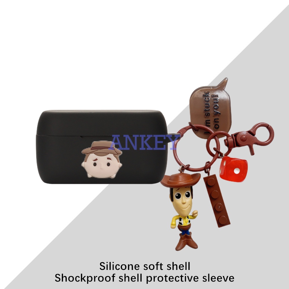 Vỏ Bảo Vệ Hộp Sạc Tai Nghe JBL LIVE FREE NC + Tune 130 230 NC Bằng Silicon Mềm Màu Đen Kèm Móc Treo