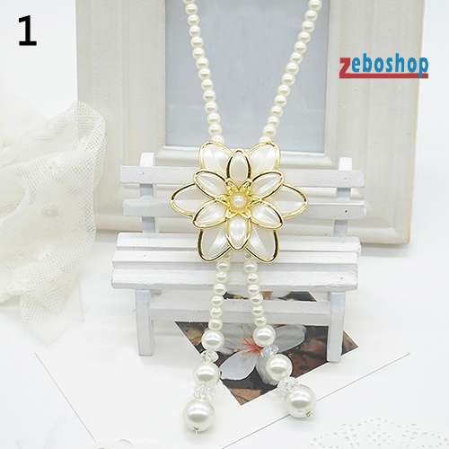 Vòng cổ Mặt Hoa Đính Ngọc Trai Nhân Tạo Thời Trang Dành Cho Nữ