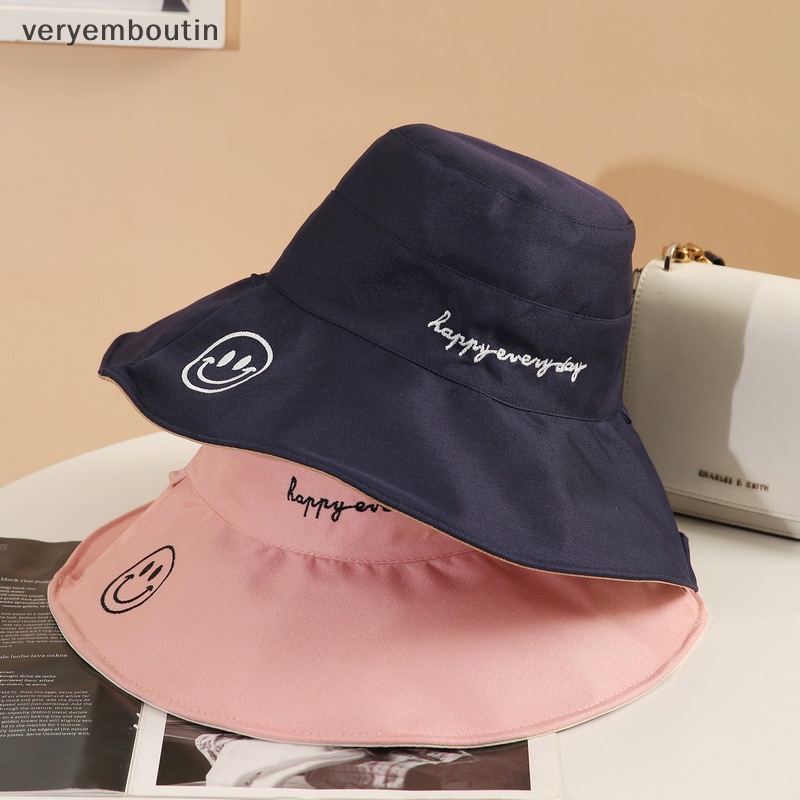 Nón Tai Bèo Hai Mặt Họa Tiết Mặt Cười Thời Trang Mùa Hè Phong Cách Hàn Quốc