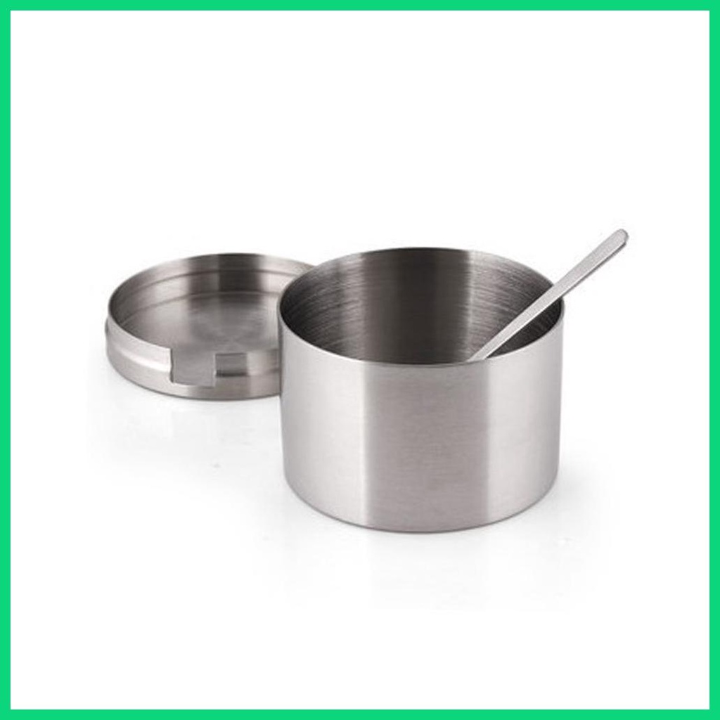 Hộp Đựng Gia Vị Bằng Thép Không Gỉ Có Nắp Và Muỗng Tiện Dụng Cho Nhà Bếp