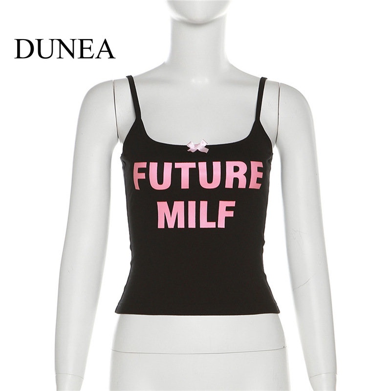 DUNEA Áo Croptop Hai Dây In Monogram Phong Cách DUNEA Dành Cho Nữ