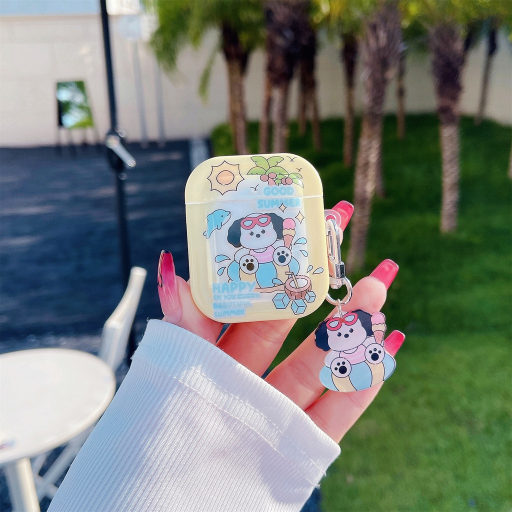 Vỏ Bảo Vệ Hộp Sạc Tai Nghe Bluetooth AirPods 1 2 3 pro2 2022 Bằng Tpu Dẻo Trong Suốt Họa Tiết Bãi Biển Độc Đáo Thời Trang Chống Sốc