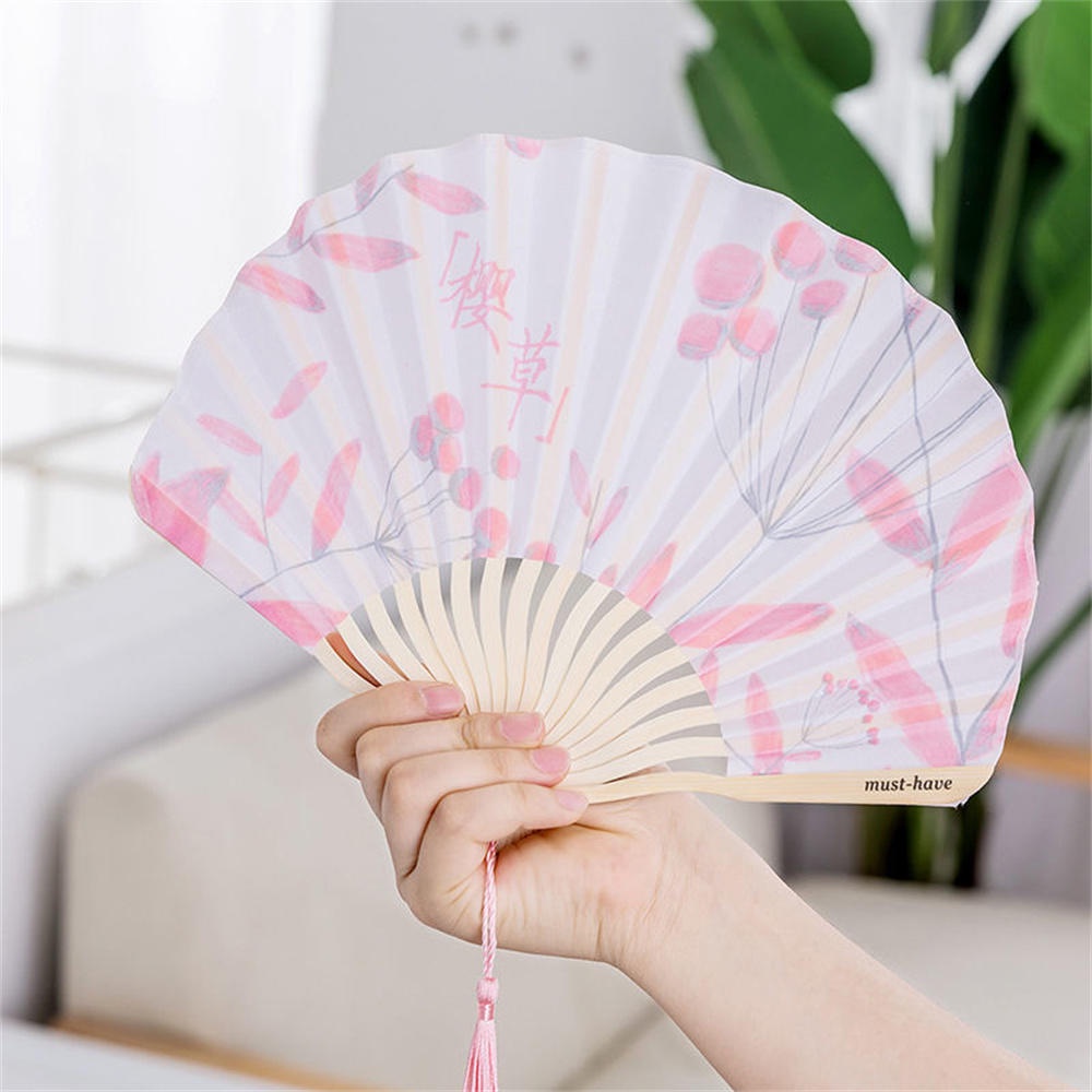 Quạt Xếp Cầm Tay Bằng Tre Và Lụa Phong Cách Trung Hoa
