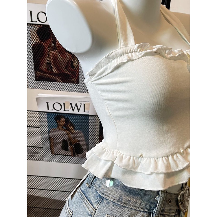 [F &amp; X] Áo Hai Dây Dáng Ngắn Ôm Sát Quyến Rũ Phong Cách Pháp Thời Trang Mùa Hè Cho Nữ